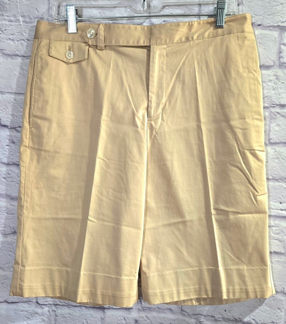VTG Lauren Ralph Lauren Tan Flat Front Chino Shorts 10 Lightweight Pockets